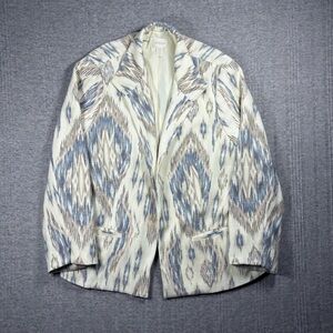 Chico's Open Front Blazer Spring Ikat Sher Lined Aztec Western Cream Womens 4